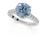 Round Pavé Engagement Ring Setting for a Fancy Blue Lab-Grown Diamond | Crossover Gallery | Platinum