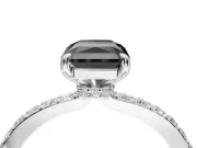 Radiant Cut Hidden Halo Engagement Ring Setting for a Black Center | Pavé Band | White Gold
