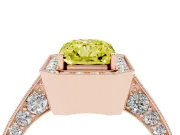 Radiant Cut Milgrain Halo Engagement Ring Setting for a Fancy Yellow Lab-Grown Diamond | Side Stones | Rose Gold