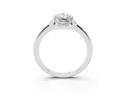 Radiant Cut Scalloped Petal Halo Engagement Ring Setting | Plain Band | Sterling Silver