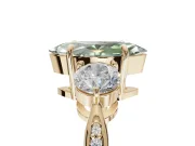 Marquise Three Stone Engagement Ring Setting for a Fancy Green Lab-Grown Diamond | Tapered Pave Band | Yellow Gold