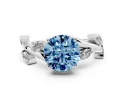 Round Twisted Vine Engagement Ring Setting for a Fancy Blue Lab-Grown Diamond | White Gold