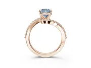 Cushion Cut Bypass Pavé Engagement Ring Setting for a Fancy Blue Lab-Grown Diamond | Rose Gold