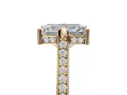 Emerald Cut Vintage Cathedral Engagement Ring Setting | Carved Band | Yellow Gold