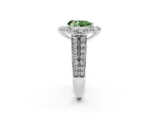 Fancy Green Pear Cut Diamond Halo Engagement Ring Set in Silver with Split Shank and Prong Setting