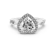 Heart-Shaped Twisted Halo Engagement Ring Setting | Pavé and Plain Strands | Sterling Silver