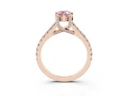 Pear-Shaped Hidden Halo Pave Engagement Ring Setting for a Fancy Pink Lab-Grown Diamond | Claw Prongs | Rose Gold