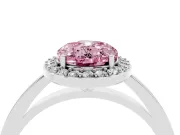 Fancy Pink Oval Cut Diamond Halo Ring Set in Silver with Solitaire Band and Prong Setting