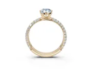 Pear-Shaped Domed Pavé Engagement Ring Setting for a Fancy Blue Lab-Grown Diamond | Yellow Gold