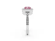 Cushion Cut Milgrain Halo Engagement Ring Setting for a Fancy Pink Lab-Grown Diamond | Graduated Pavé | Sterling Silver