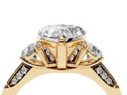 Heart-Shaped Hidden Halo Three Stone Engagement Ring Setting | Pave Gallery | Yellow Gold