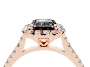 Emerald Cut Halo Engagement Ring Setting for a Black Center | Tapered Band | Rose Gold
