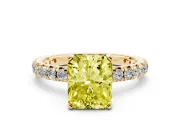 Radiant Cut Pavé Solitaire Engagement Ring Setting for a Fancy Yellow Lab-Grown Diamond | Yellow Gold