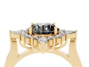 Round Cluster Halo Engagement Ring Setting for a Black Center | Yellow Gold