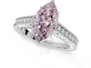 Marquise Vintage Engraved Pavé Engagement Ring Setting for a Fancy Pink Lab-Grown Diamond | Milgrain Edges | Platinum