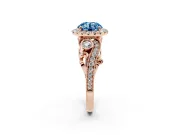 Round Vintage Halo Engagement Ring Setting for a Fancy Blue Lab-Grown Diamond | Rose Gold