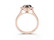 Heart-Shaped Halo Engagement Ring Setting for a Black Center | Tapered Band | Rose Gold