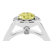 Fancy Yellow Pear Cut Diamond Halo Solitaire Ring Set in Platinum with Pavé Band and Bezel Setting