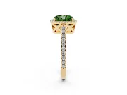 Radiant Cut Pave Halo Engagement Ring Setting for a Fancy Green Lab-Grown Diamond | Yellow Gold