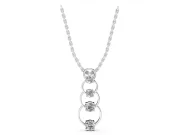 Round Lab-Grown Diamond Linked Circle Drop Pendant Necklace | Plain Wire | White Gold
