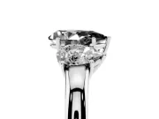 Pear-Shaped Three Stone Engagement Ring Setting for a Black Center | Plain Band | Sterling Silver