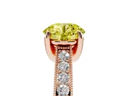 Round Vintage Hidden Halo Engagement Ring Setting for a Fancy Yellow Lab-Grown Diamond | Milgrain Pave Band | Rose Gold