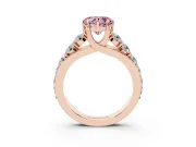 Heart-Shaped Graduated Engagement Ring Setting for a Fancy Pink Lab-Grown Diamond | Rose Gold