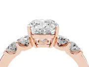 Cushion Cut Diamond Five-Stone Prong Set Engagement Ring Set in Rose gold with Channel Band
