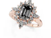 Emerald Cut Cluster Halo Engagement Ring Setting for a Black Center | Rose Gold