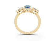 Emerald Cut Cluster Side Stone Engagement Ring Setting for a Fancy Blue Lab-Grown Diamond | Plain Band | Yellow Gold