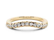 Round Lab-Grown Diamond Pavé Contour Wedding Band | Shared Prongs | Yellow Gold