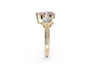 Pear-Shaped Three Stone Engagement Ring Setting for a Fancy Pink Lab-Grown Diamond | Tapered Pave Band | Yellow Gold