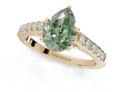 Pear-Shaped Pavé Solitaire Engagement Ring Setting for a Fancy Green Lab-Grown Diamond | Crossover Gallery | Yellow Gold