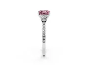 Asscher Cut Three Stone Engagement Ring Setting for a Fancy Pink Lab-Grown Diamond | Pave Shoulders | Platinum