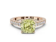 Cushion Cut Pavé Solitaire Engagement Ring Setting for a Fancy Yellow Lab-Grown Diamond | Crossover Gallery | Rose Gold