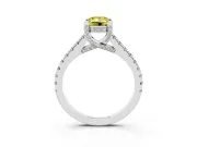 Emerald Cut Hidden Halo Engagement Ring Setting for a Fancy Yellow Lab-Grown Diamond | Claw Prongs | Sterling Silver