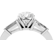 Pear-Shaped Three-Stone Engagement Ring Setting | Tapered Baguettes | Platinum