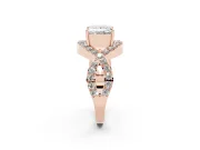 Princess Cut Diamond Solitaire Twist Band Pavé Engagement Ring Set in Rose gold
