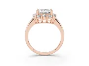 Princess Cut Cluster Halo Engagement Ring Setting | Large Round Accents | Rose Gold