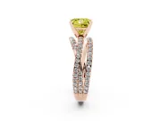 Fancy Yellow Princess Cut Diamond Solitaire Twist Band Ring Set in Rose gold with Pavé Setting and Prong Head