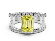 Emerald Cut Split Shank Pavé Engagement Ring Setting for a Fancy Yellow Lab-Grown Diamond | Platinum