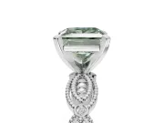 Princess Cut Vintage Engagement Ring Setting for a Fancy Green Lab-Grown Diamond | Graduated Stations | Platinum