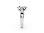Three-Stone Marquise Cut Diamond Ring Set in Platinum with Matching Prong Settings and Plain Band
