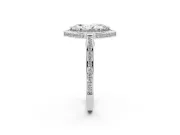 Marquise Cut Diamond Halo Pavé Split Shank Ring Set in Platinum with Prong Setting