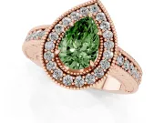 Pear-Shaped Halo Engagement Ring Setting for a Fancy Green Lab-Grown Diamond | Rose Gold