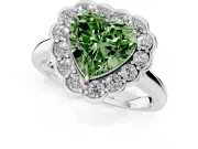 Heart-Shaped Scalloped Cluster Halo Engagement Ring Setting for a Fancy Green Lab-Grown Diamond | Plain Band | Platinum