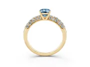 Emerald Cut Multi Row Pave Engagement Ring Setting for a Fancy Blue Lab-Grown Diamond | Yellow Gold