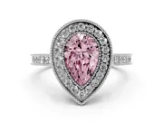 Pear-Shaped Halo Engagement Ring Setting for a Fancy Pink Lab-Grown Diamond | Sterling Silver - Design NV-24721