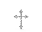 Round Lab-Grown Diamond Cross Pendant Necklace | Trefoil Tips | Sterling Silver
