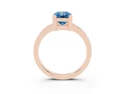 Fancy Blue Radiant Cut Diamond Solitaire Ring Set in Rose gold with Prong Head and Smooth Polished Band